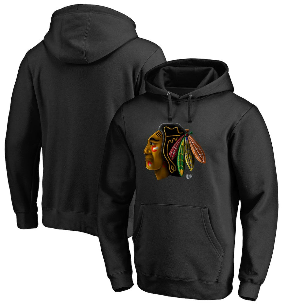 Chicago Blackhawks Midnight Mascot Pullover Hoodie - Black Hoodies