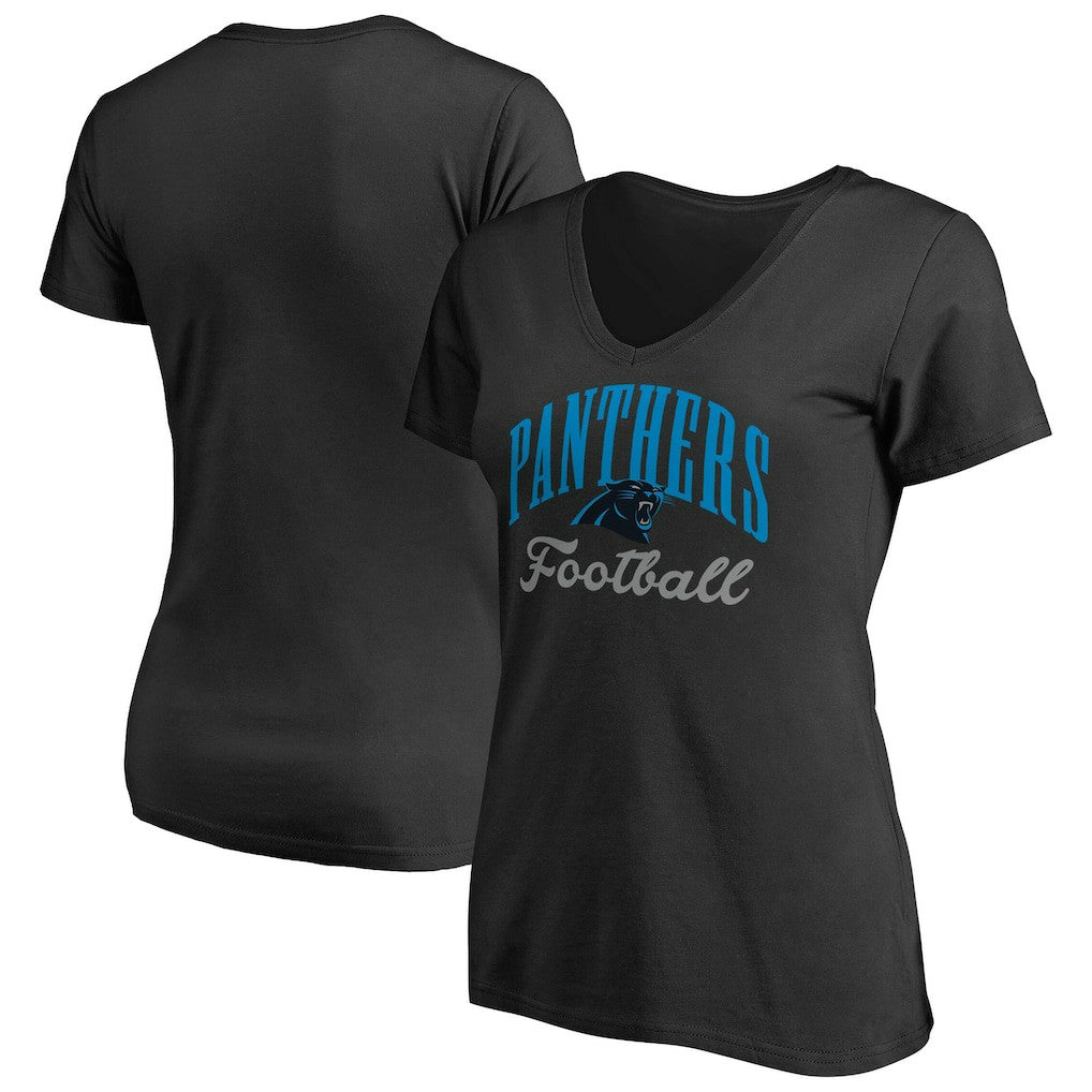 Carolina Panthers Women's Victory Script V-Neck T-Shirt -Black cheap