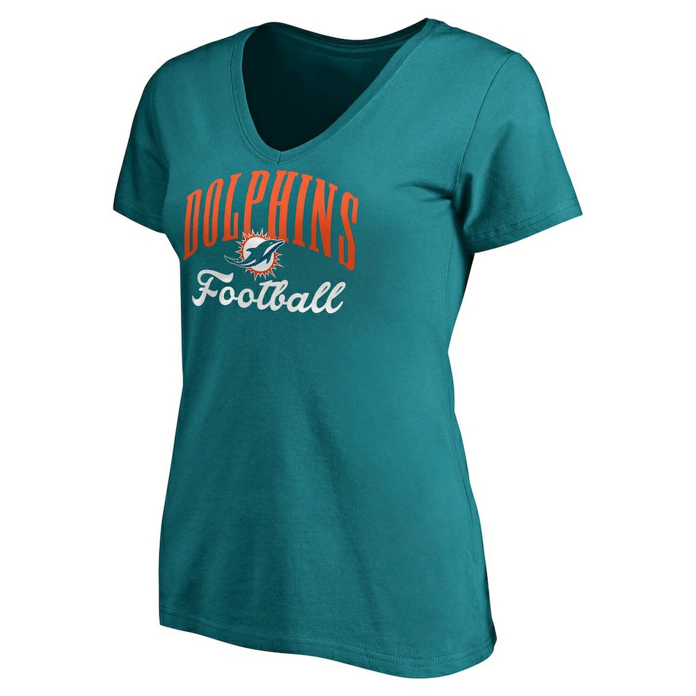 Miami Dolphins Women's Victory Script V-Neck T-Shirt -Aqua online
