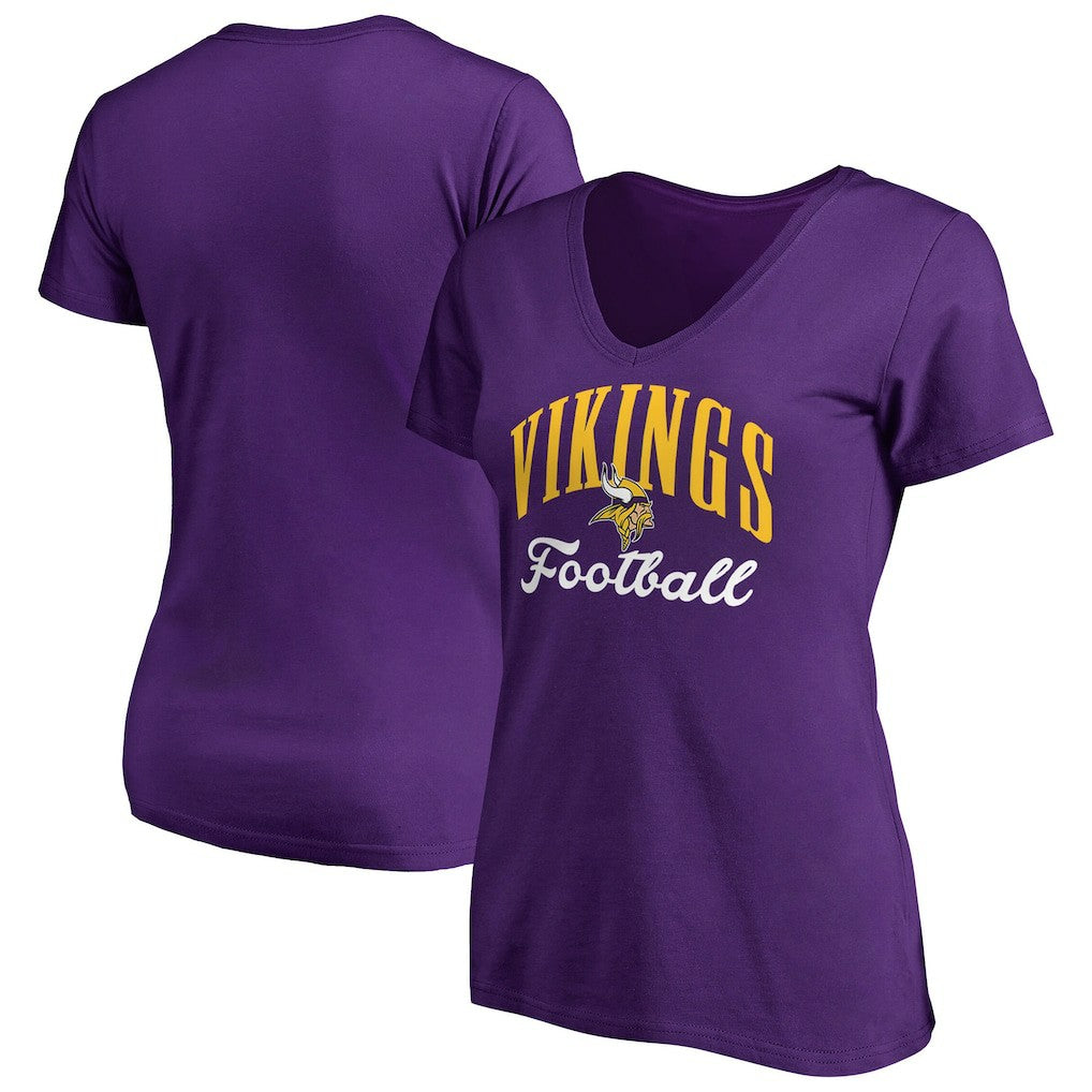 Minnesota Vikings Women's Victory Script V-Neck T-Shirt -Purple cheap