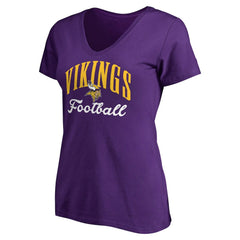 Minnesota Vikings Women's Victory Script V-Neck T-Shirt -Purple cheap