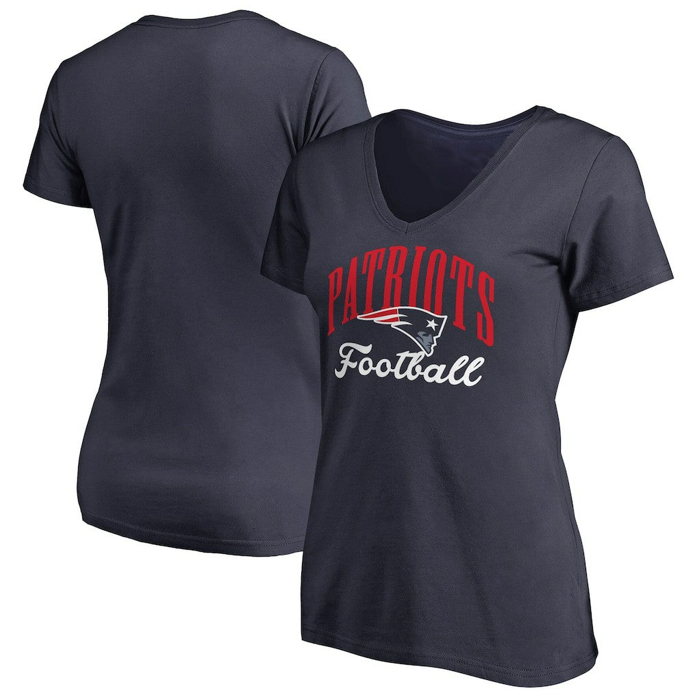 New England Patriots Women's Victory Script V-Neck T-Shirt - Navy on sale