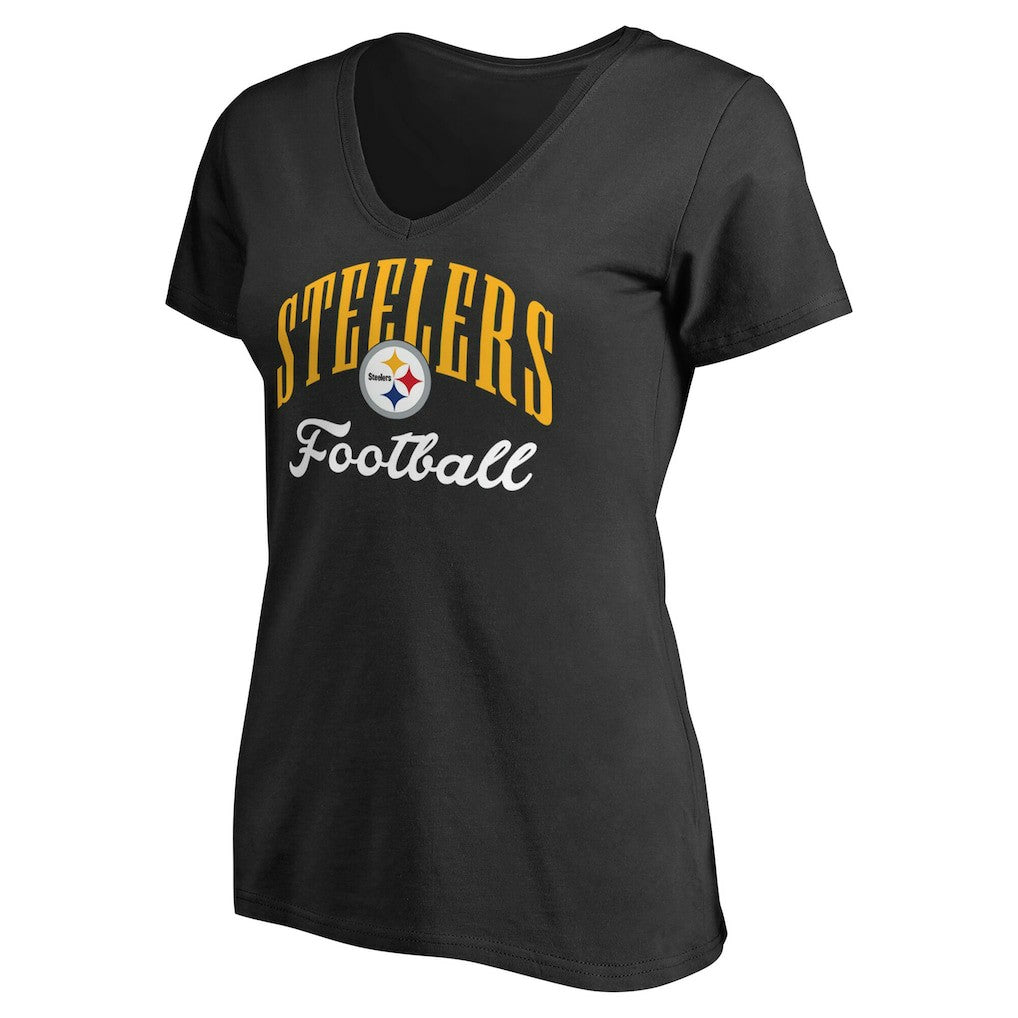 Pittsburgh Steelers Women's Victory Script V-Neck T-Shirt -Black sale