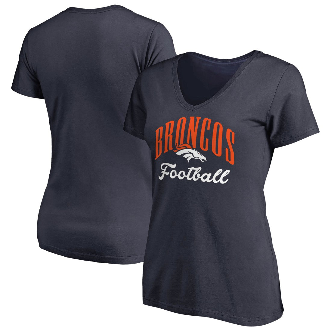 Denver Broncos Women's Victory Script V-Neck T-Shirt - Navy for sale