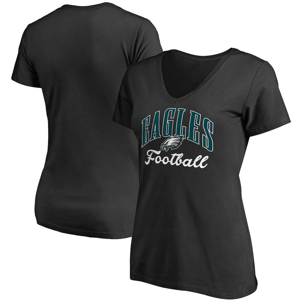 Philadelphia Eagles Women's Victory Script V-Neck T-Shirt -Black discount