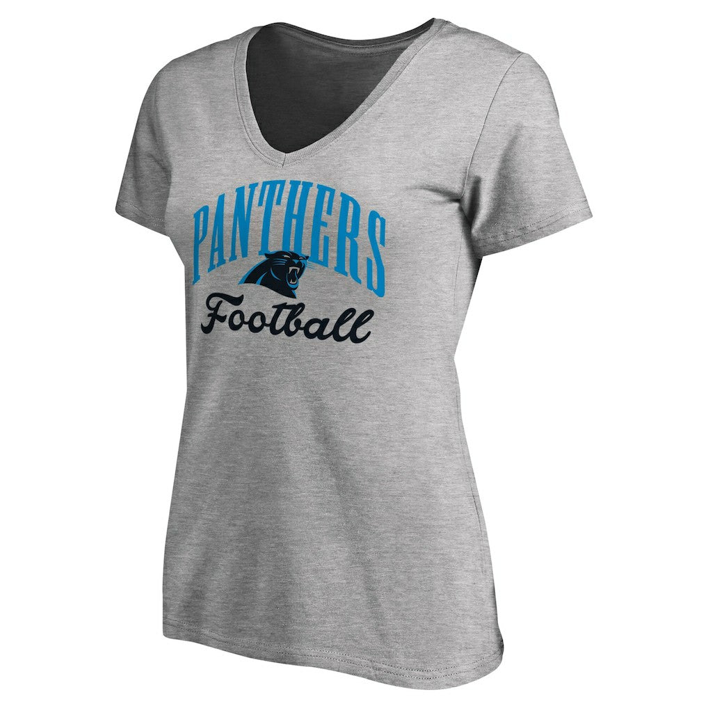 Carolina Panthers Women's Victory Script V-Neck T-Shirt - Heather Gray online