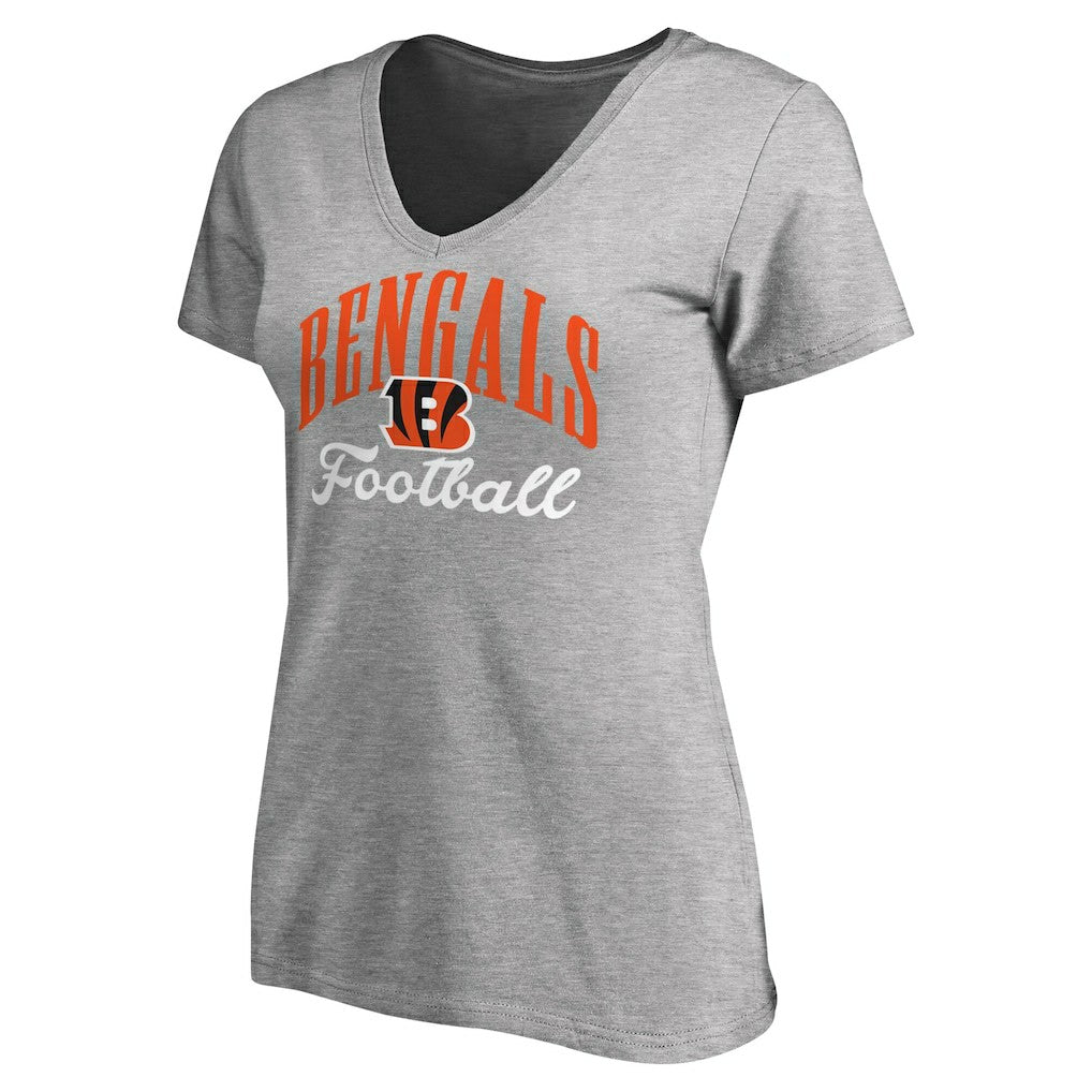 Cincinnati Bengals Women's Victory Script V-Neck T-Shirt - Heather Gray for sale