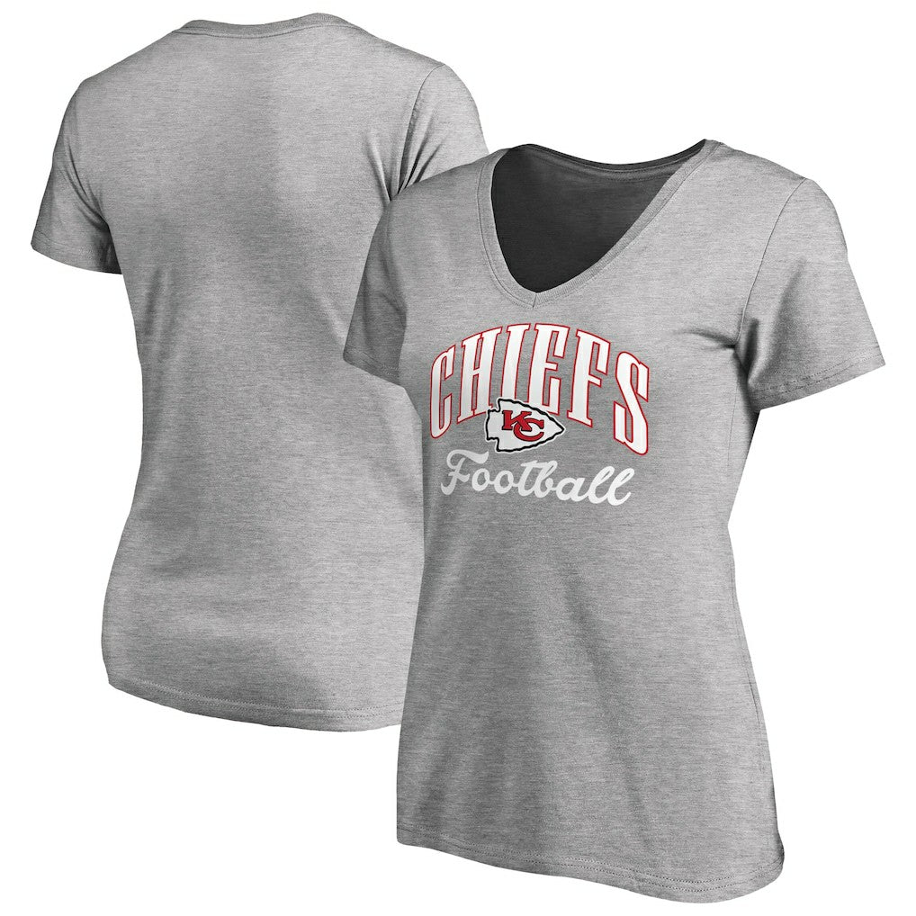 Kansas City Chiefs Women's Victory Script V-Neck T-Shirt - Heathered Gray online