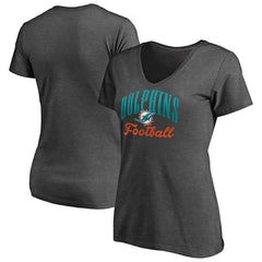 Miami Dolphins Women's Victory Script V-Neck T-Shirt - Heathered Gray discount