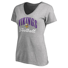 Minnesota Vikings Women's Victory Script V-Neck T-Shirt - Heather Gray outlet