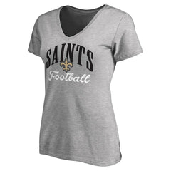 New Orleans Saints Women's Victory Script V-Neck T-Shirt - Heather Gray on sale