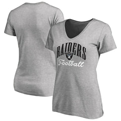 Las Vegas Raiders Women's Victory Script V-Neck T-Shirt - Heather Gray online
