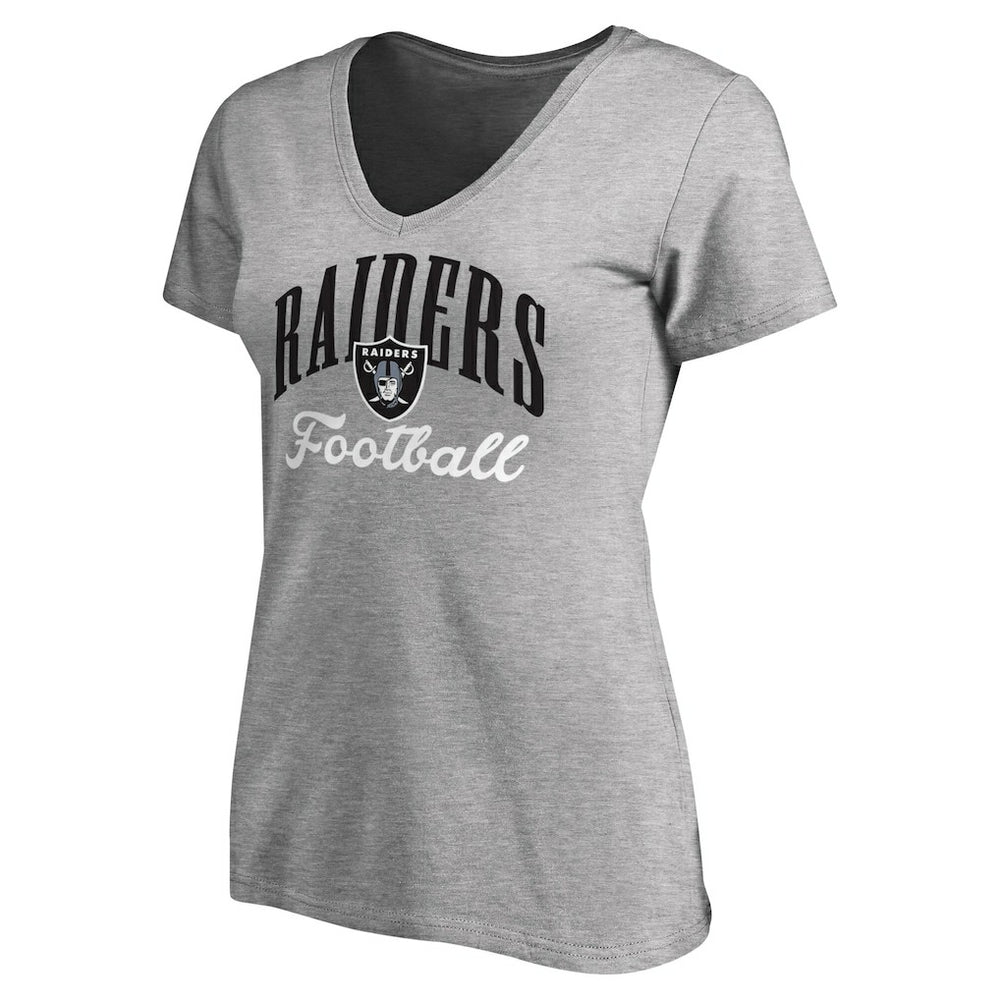 Las Vegas Raiders Women's Victory Script V-Neck T-Shirt - Heather Gray online
