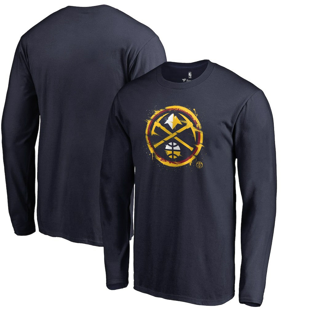 Denver Nuggets Splatter Logo Long Sleeve T-Shirt sale - Navy sale