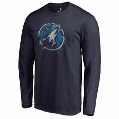 Minnesota Timberwolves Splatter Logo Long Sleeve T-Shirt - Navy sale