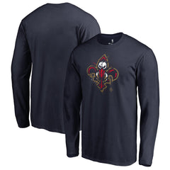 New Orleans Pelicans Splatter Logo Long Sleeve T-Shirt - Navy discount