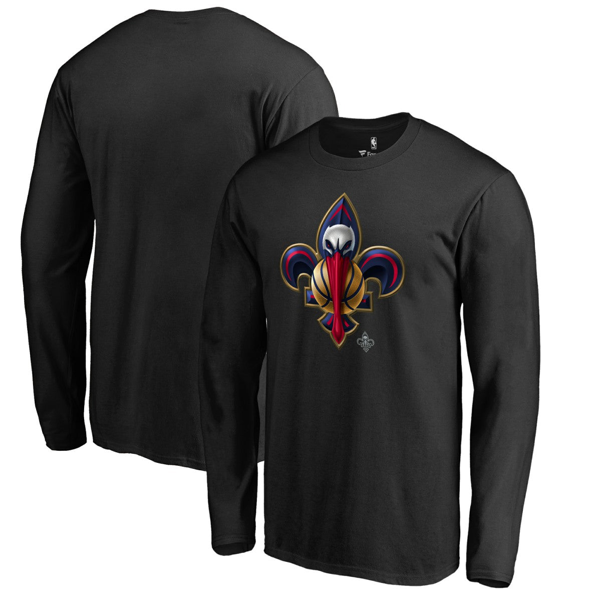 New Orleans Pelicans Midnight Mascot Long Sleeve T-Shirt - Black for sale
