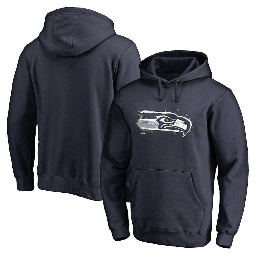 Seattle Seahawks Splatter Logo Pullover Hoodie - College Navy outlet