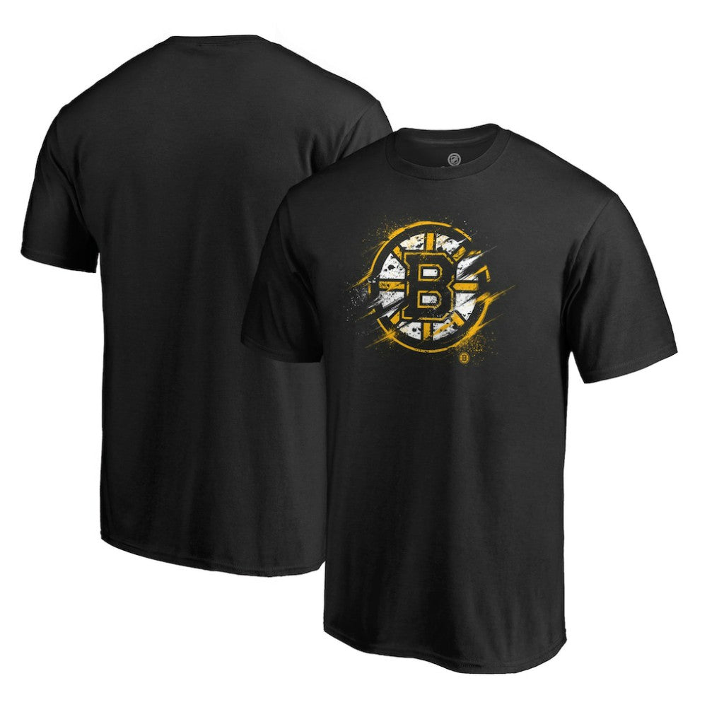 Boston Bruins Splatter Logo T-Shirt - Black T-shirts