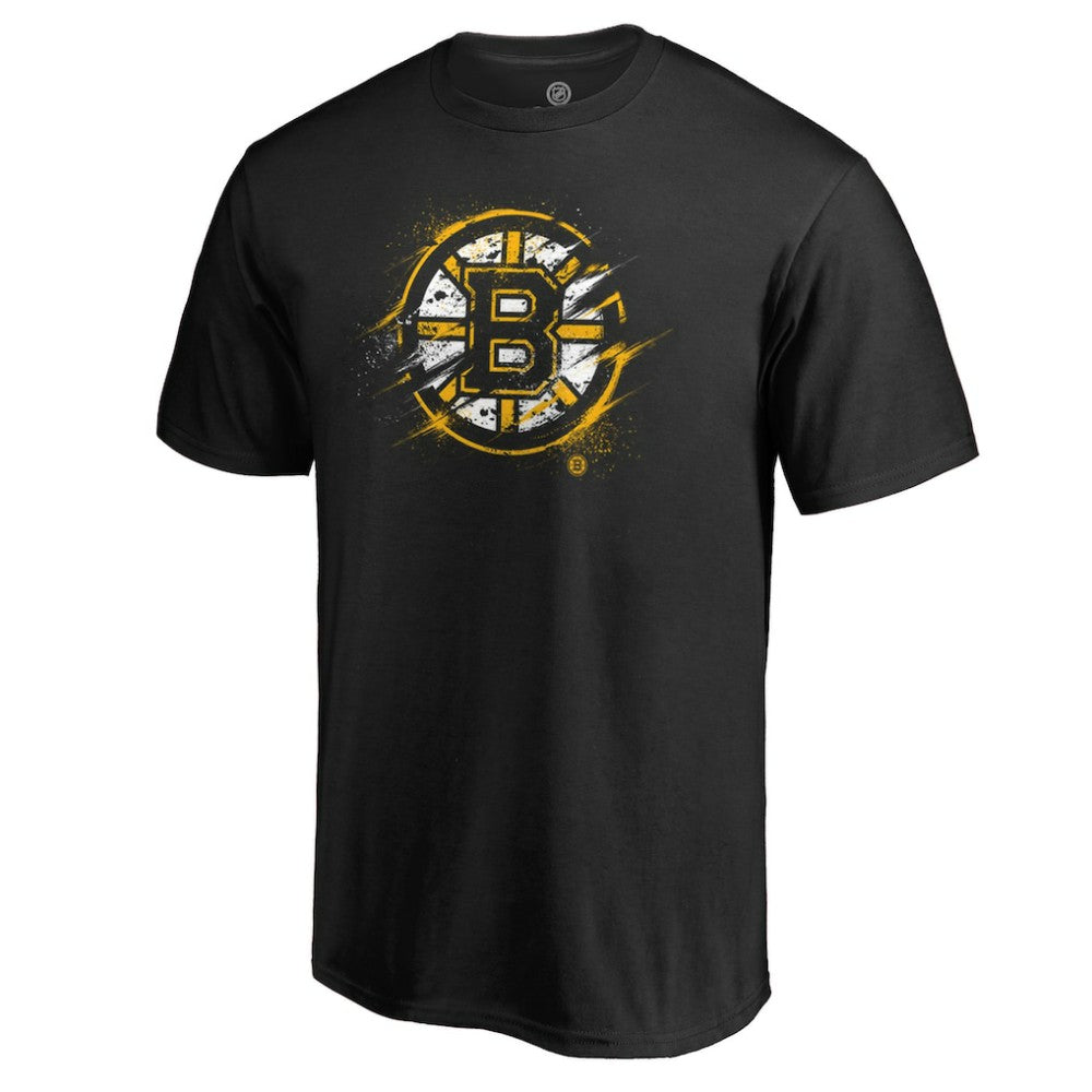 Boston Bruins Splatter Logo T-Shirt - Black T-shirts