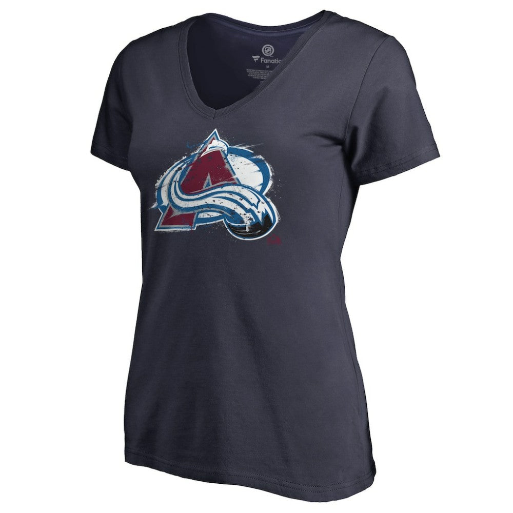 Colorado Avalanche Women's Splatter Logo V-Neck T-Shirt - Navy T-shirts