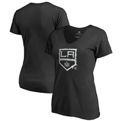 Los Angeles Kings Women's Splatter Logo V-Neck T-Shirt - Black T-shirts