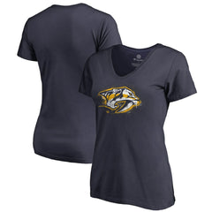 Nashville Predators Women's Splatter Logo V-Neck T-Shirt - Navy T-shirts