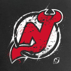 New Jersey Devils Women's Splatter Logo V-Neck T-Shirt - Black T-shirts
