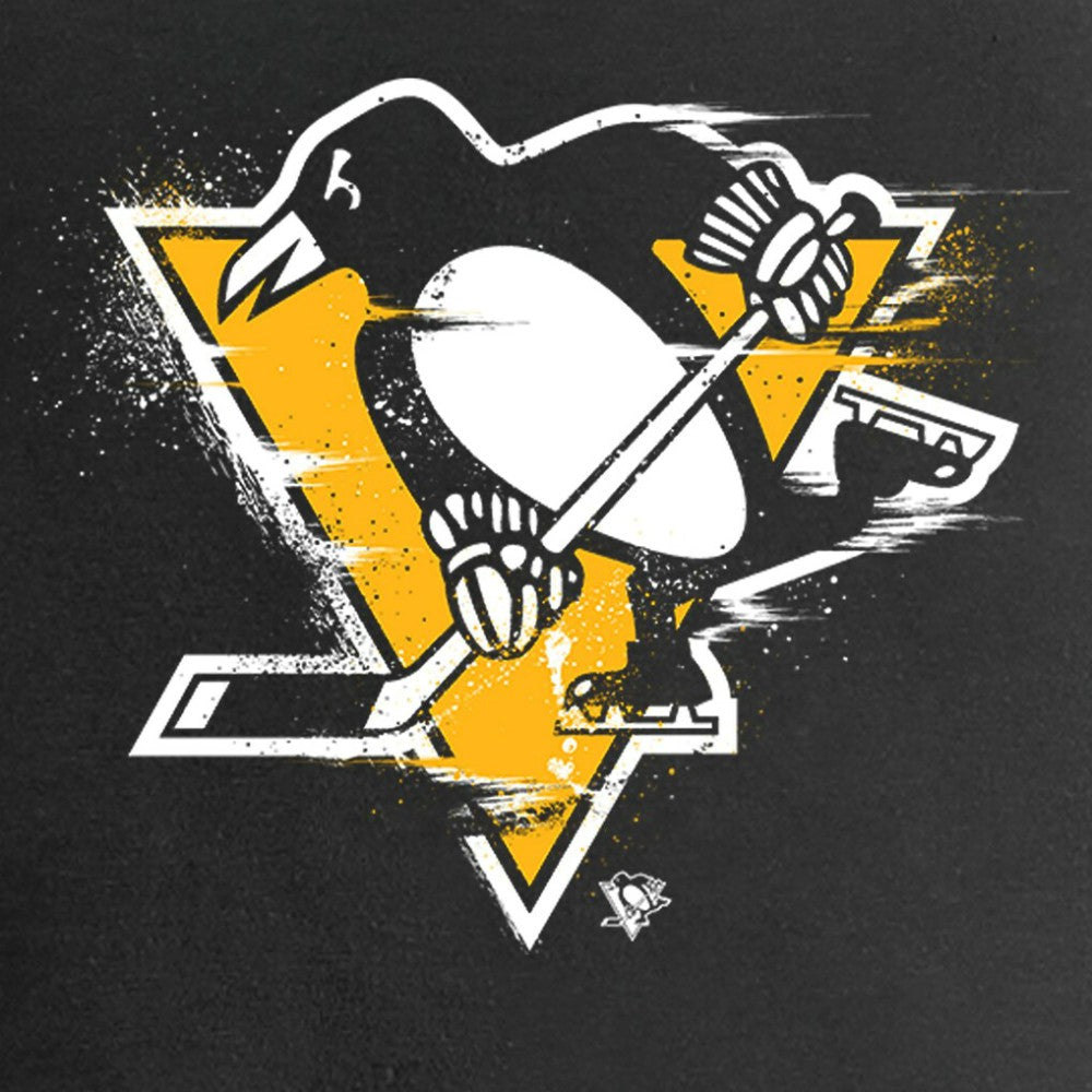 Pittsburgh Penguins Women's Splatter Logo V-Neck T-Shirt - Black T-shirts