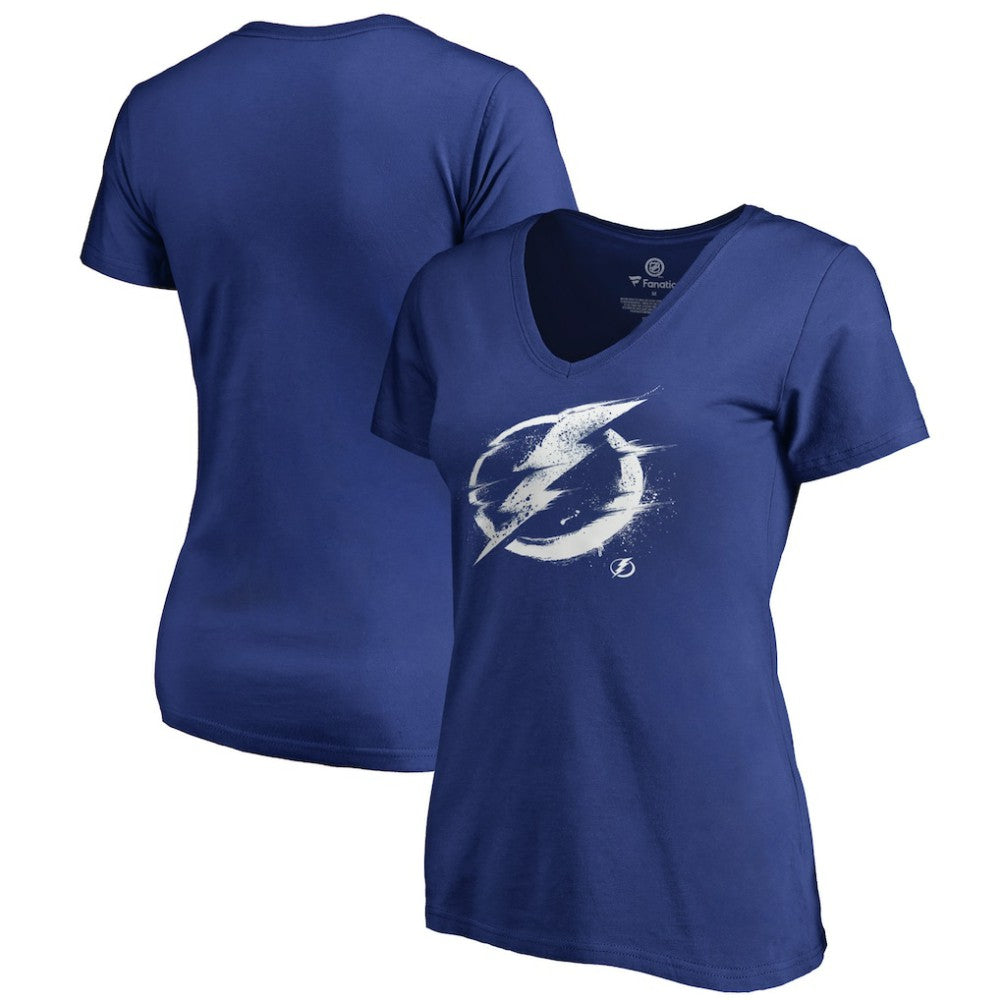 Tampa Bay Lightning Women's Splatter Logo V-Neck T-Shirt - Blue T-shirts