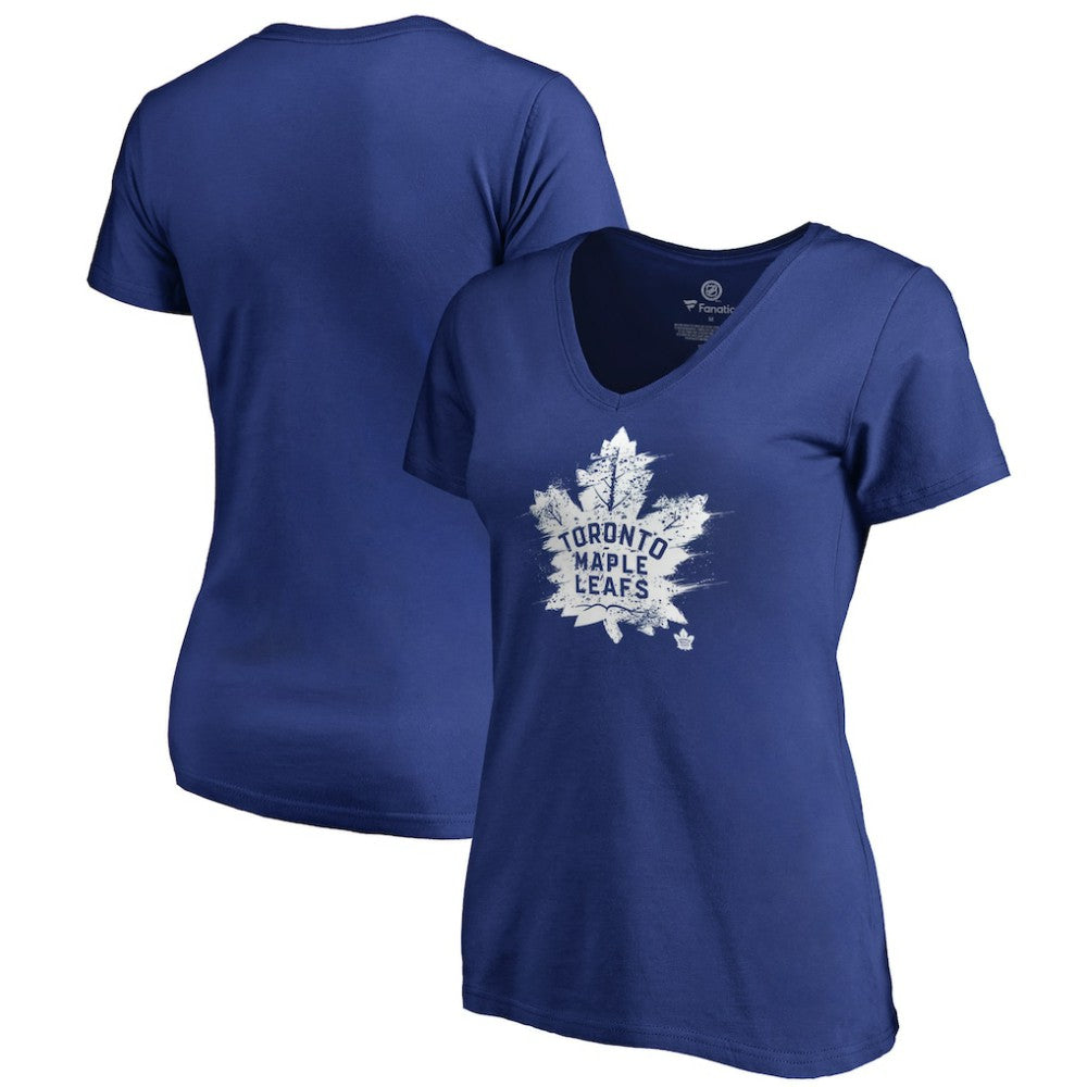 Toronto Maple Leafs Women's Splatter Logo V-Neck T-Shirt - Royal T-shirts