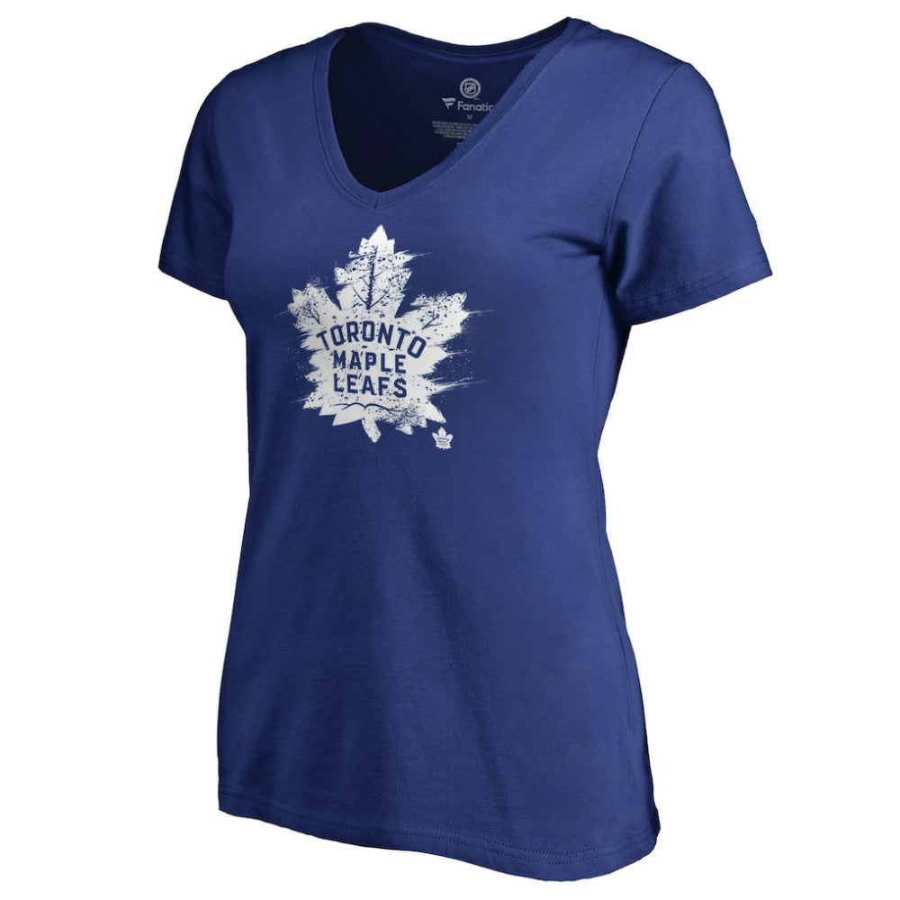 Toronto Maple Leafs Women's Splatter Logo V-Neck T-Shirt - Royal T-shirts