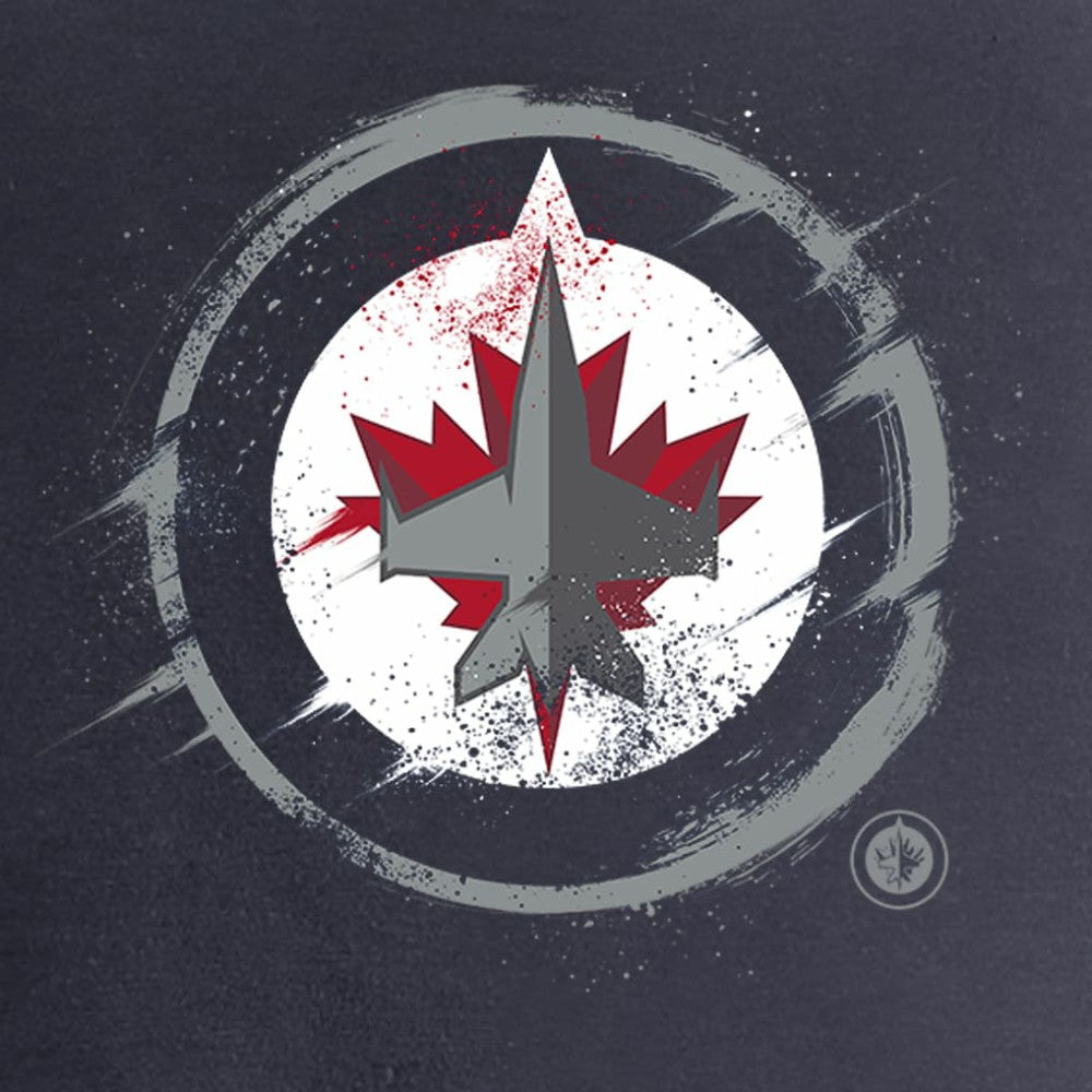Winnipeg Jets Women's Splatter Logo V-Neck T-Shirt - Navy T-shirts