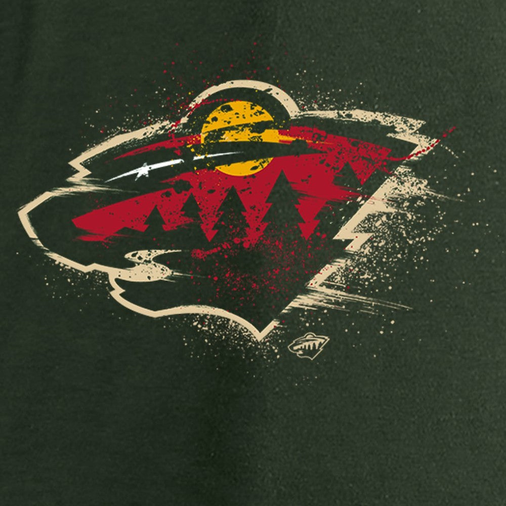 Minnesota Wild Women's Splatter Logo V-Neck Long Sleeve T-Shirt - Green T-shirts