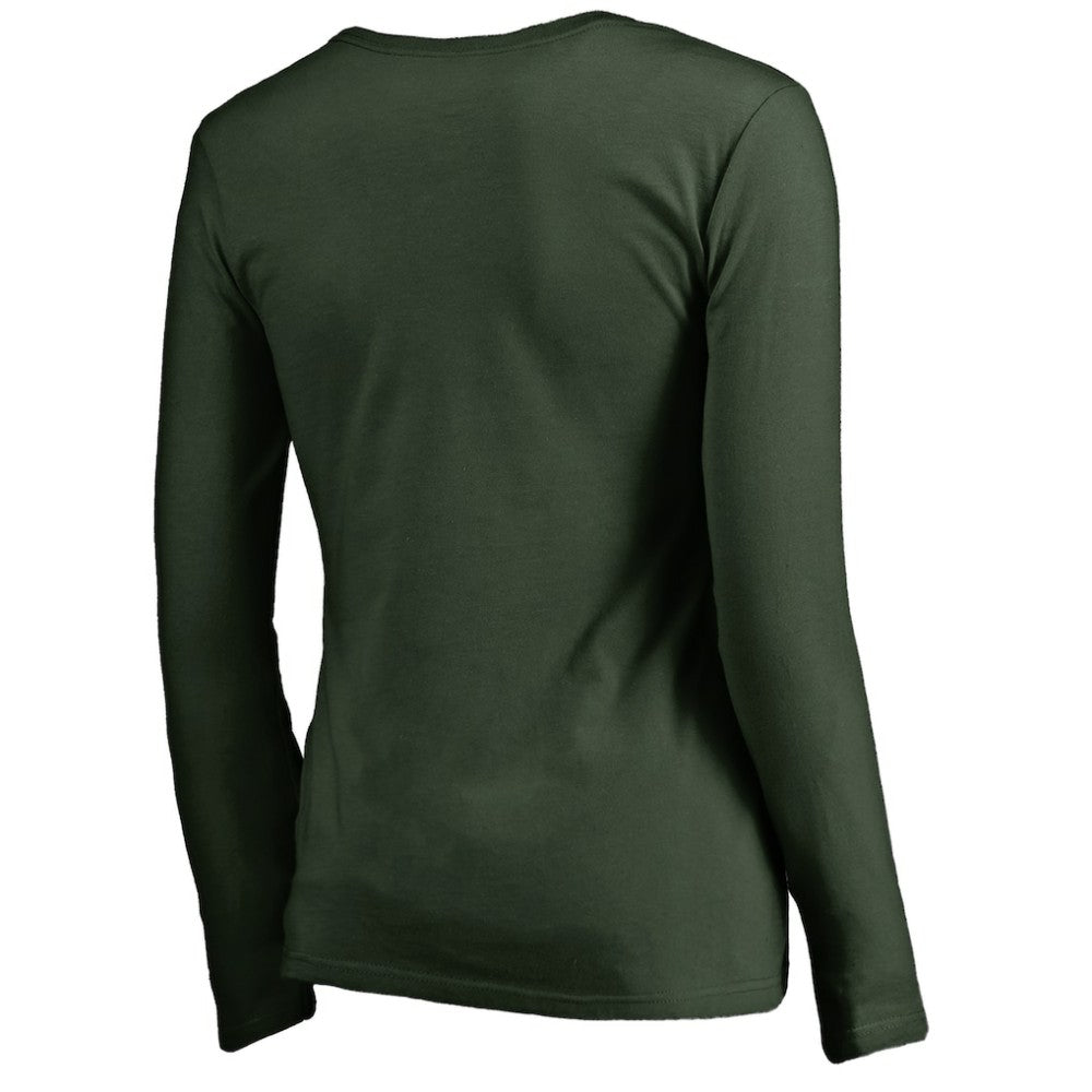 Minnesota Wild Women's Splatter Logo V-Neck Long Sleeve T-Shirt - Green T-shirts