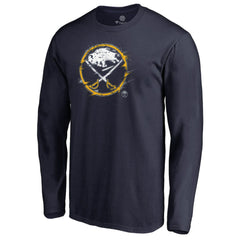 Buffalo Sabres Splatter Logo Long Sleeve T-Shirt - Navy T-shirts
