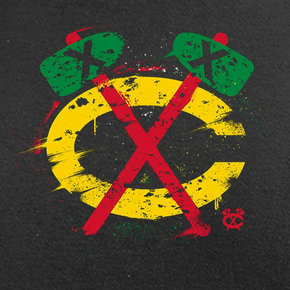 Chicago Blackhawks Splatter Logo Long Sleeve T-Shirt - Black T-shirts