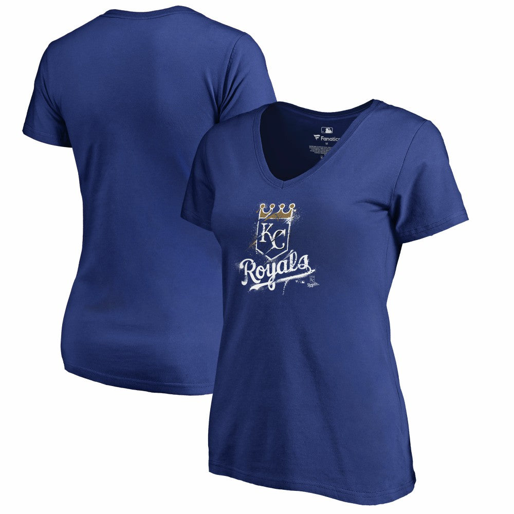 Kansas City Royals Women's Splatter Logo V-Neck T-Shirt Royal