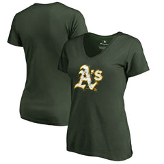 Athletics Women's Splatter Logo V-Neck T-Shirt Green