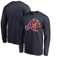 Atlanta Braves Splatter Logo Long Sleeve T-Shirt Navy