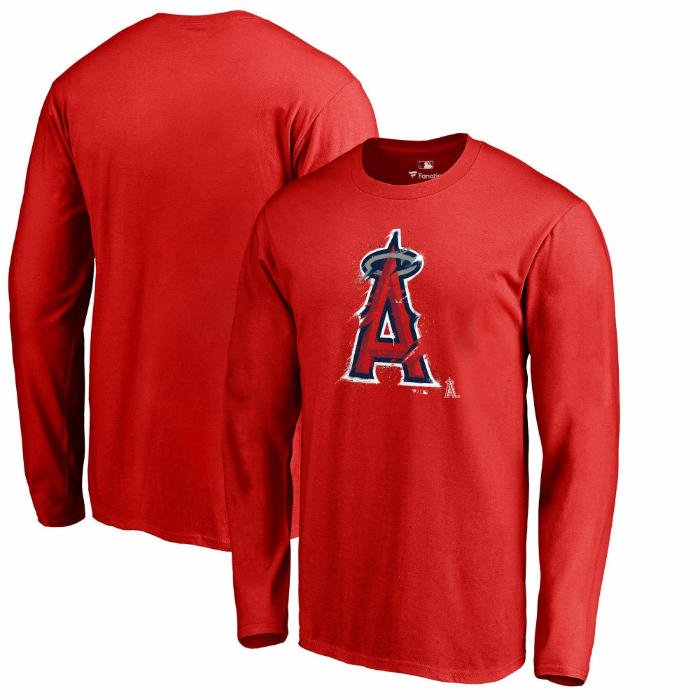 Los Angeles Angels Splatter Logo Long Sleeve T-Shirt Red