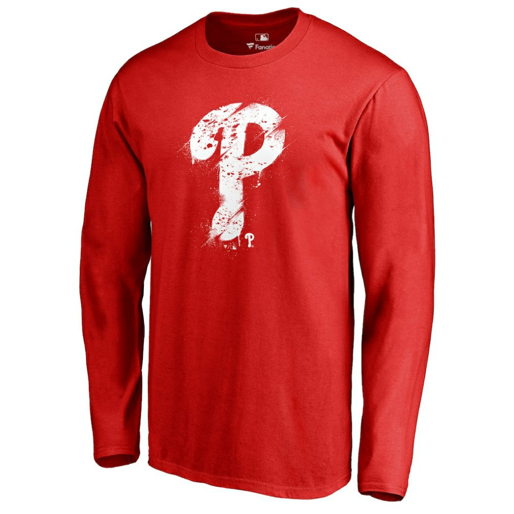 Philadelphia Phillies Splatter Logo Long Sleeve T-Shirt Red