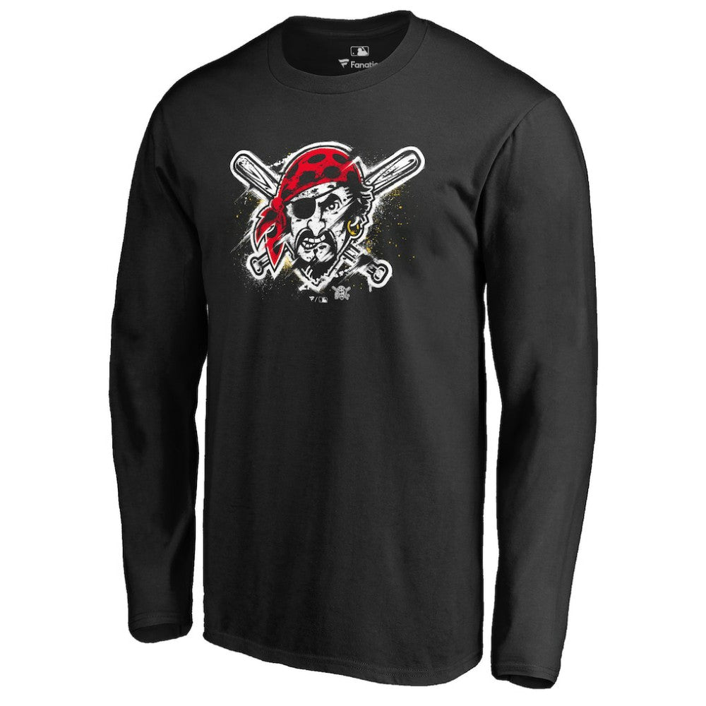 Pittsburgh Pirates Splatter Logo Long Sleeve T-Shirt Black