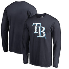 Tampa Bay Rays Splatter Logo Long Sleeve T-Shirt Navy