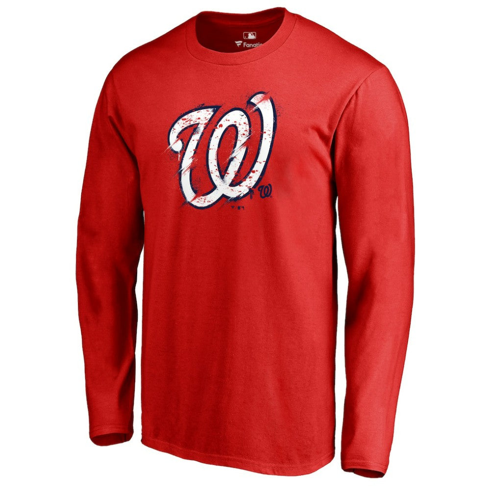 Washington Nationals Splatter Logo Long Sleeve T-Shirt Red