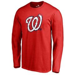 Washington Nationals Splatter Logo Long Sleeve T-Shirt Red