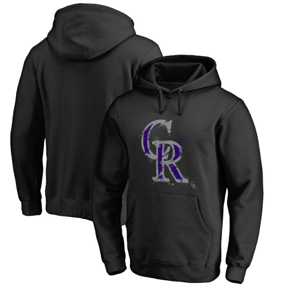 Colorado Rockies Splatter Logo Pullover Hoodie Black