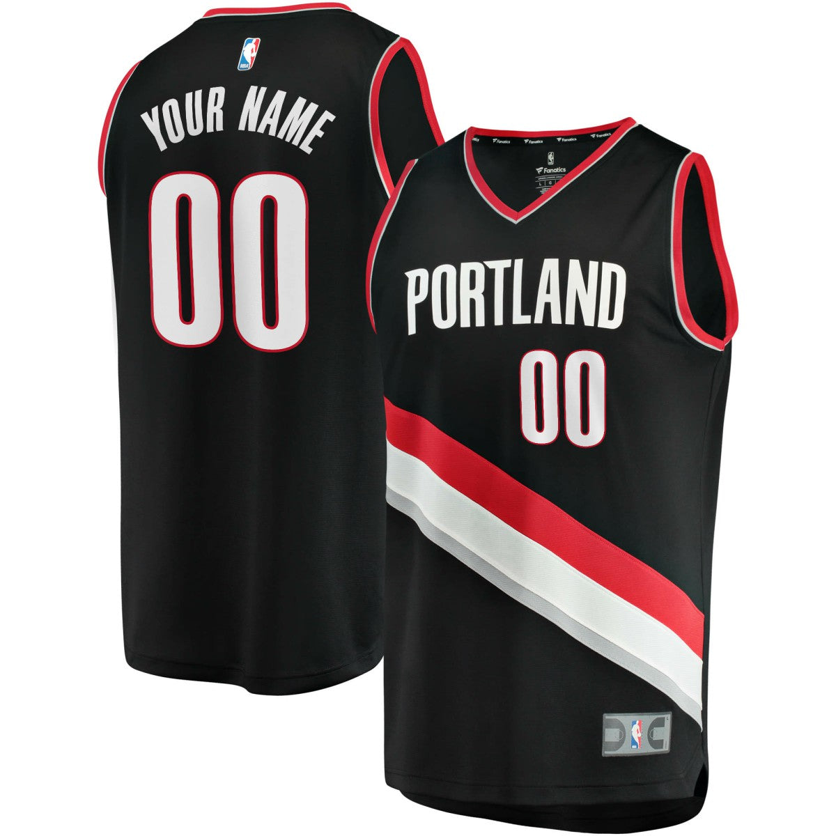 Portland Trail Blazers Fast Break Custom Replica Jersey Black - Icon Edition shop