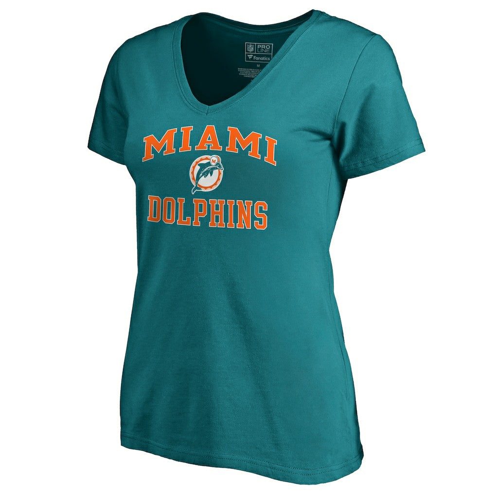 Miami Dolphins Women's Vintage Collection Victory Arch V-Neck T-Shirt - Aqua on sale