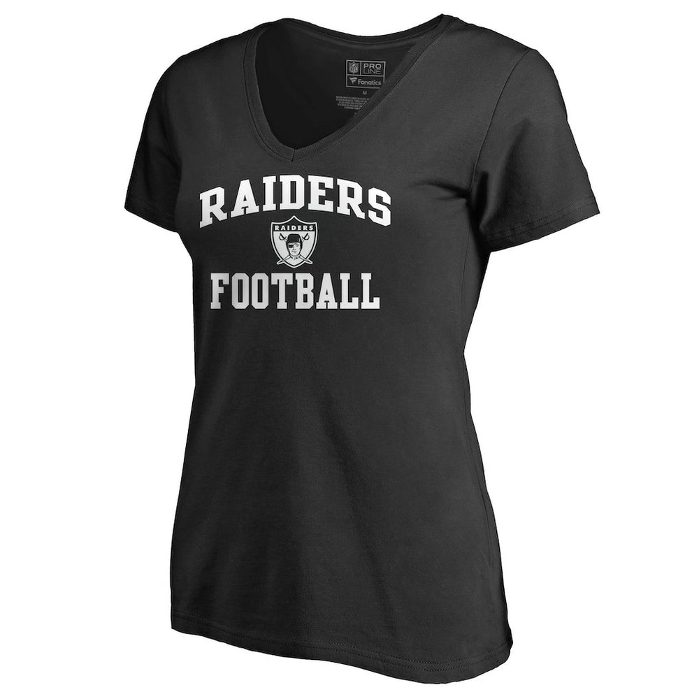 Las Vegas Raiders Women's Vintage Collection Victory Arch V-Neck T-Shirt - Black outlet